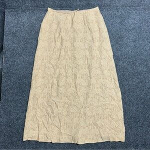 NWT 100% Pure Silk tan baroque print maxi skirt boho cottage fairy old money